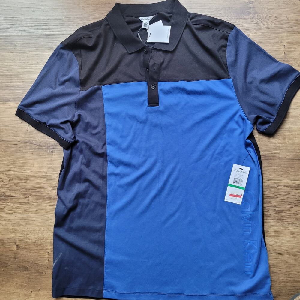 calvin klein colorblock polo tee sz L nwt